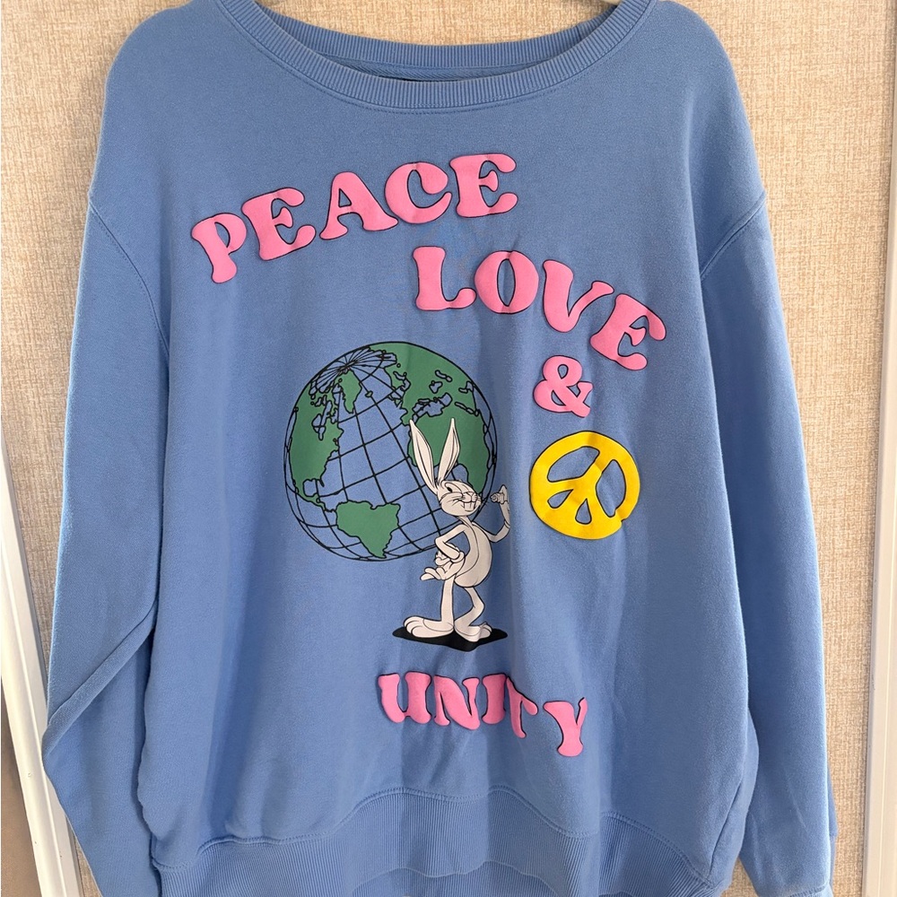 Blue Peace Love & Unity Looney Tunes Sweatshirt Comfortable